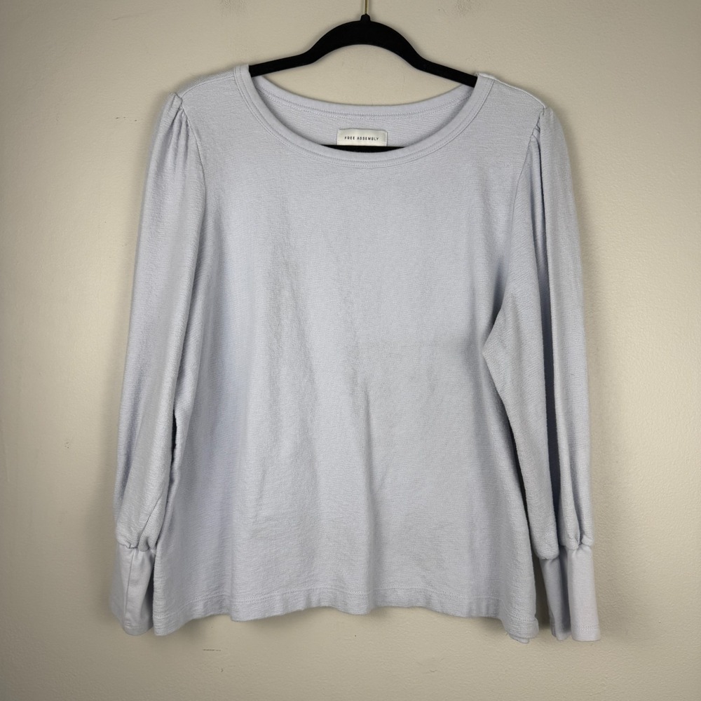 Free Assembly Shirt Women's XL Light‎ Blue Cotton Crew Neck Long Sleeve Pullover